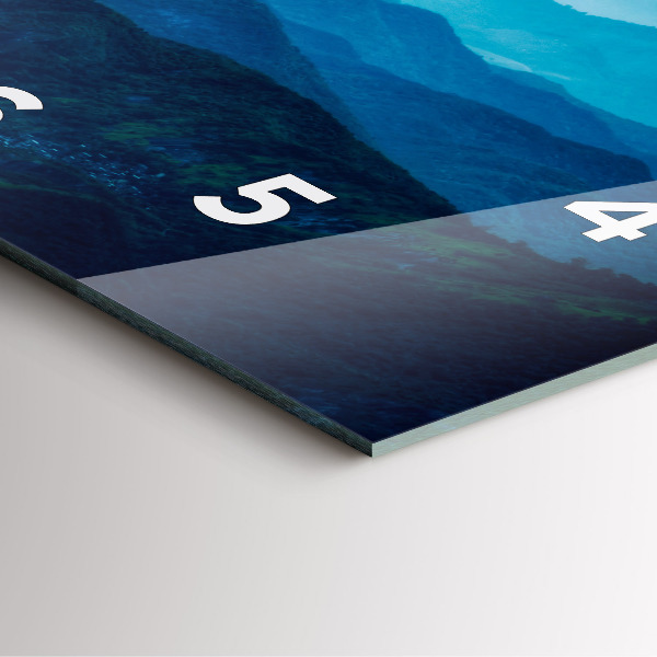 Szögletes fali üvegóra Akvarell hegyek