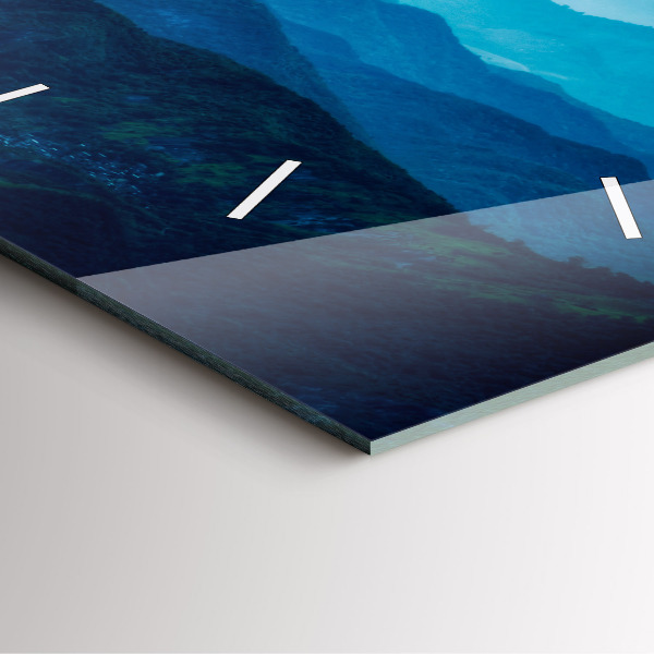 Szögletes fali üvegóra Akvarell hegyek