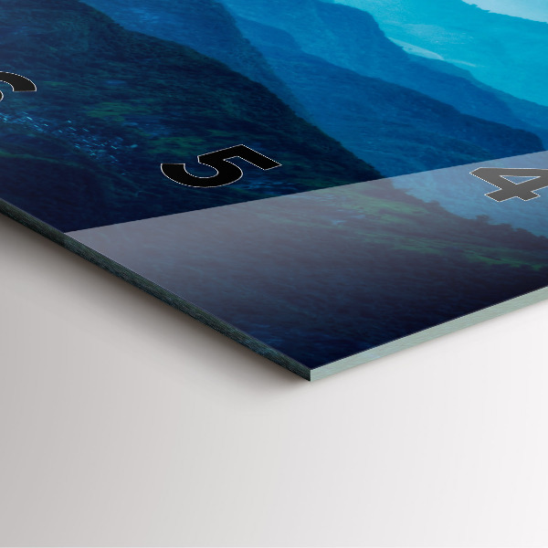 Szögletes fali üvegóra Akvarell hegyek