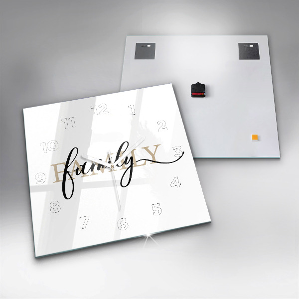 Szögletes fali üvegóra Családi felirat