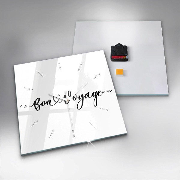 Szögletes fali üvegóra Bon voyage felirat