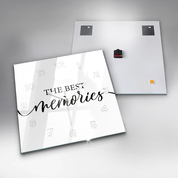 Szögletes fali üvegóra Emlékek felirat