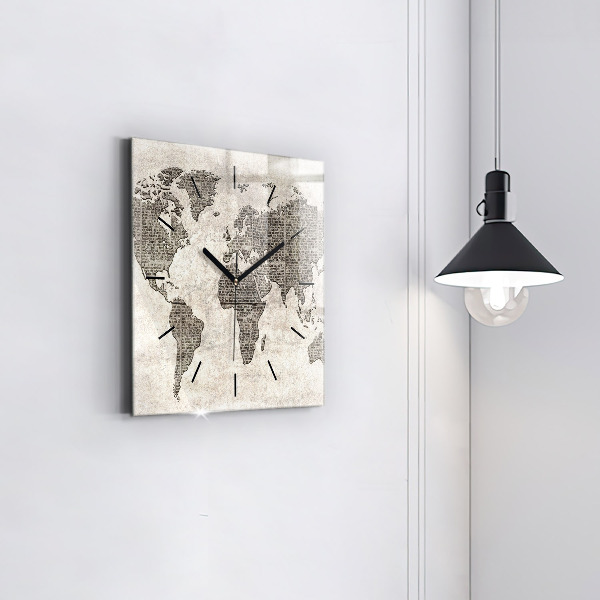 Szögletes fali üvegóra Világtérkép újság