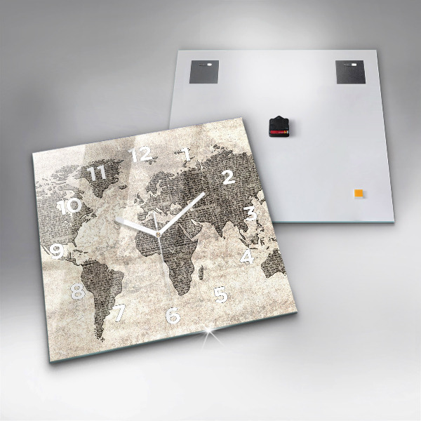 Szögletes fali üvegóra Világtérkép újság