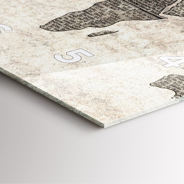 Szögletes fali üvegóra Világtérkép újság