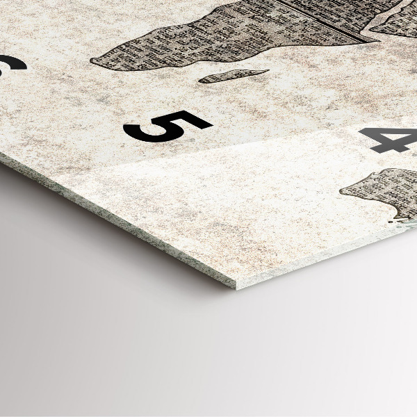 Szögletes fali üvegóra Világtérkép újság