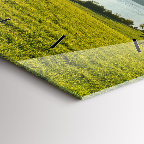 Szögletes fali üvegóra Hegyek és mező