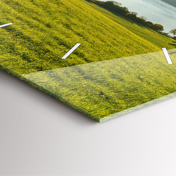 Szögletes fali üvegóra Hegyek és mező