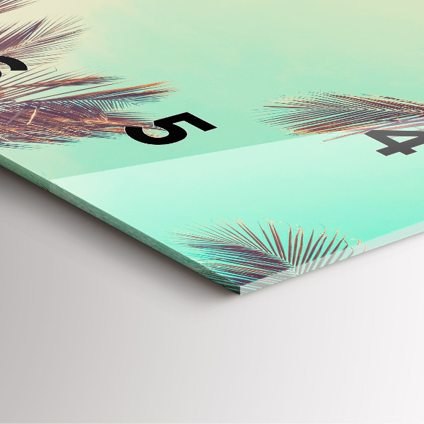 Szögletes fali üvegóra Trópusi pálmafák