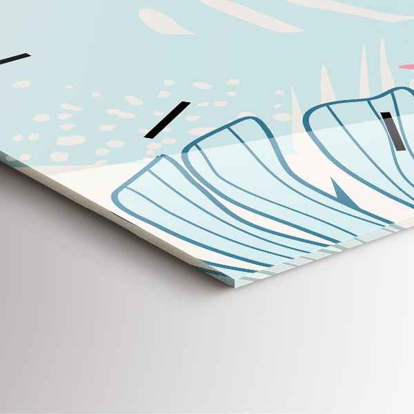 Szögletes fali üvegóra Pasztell levelek – trópusok