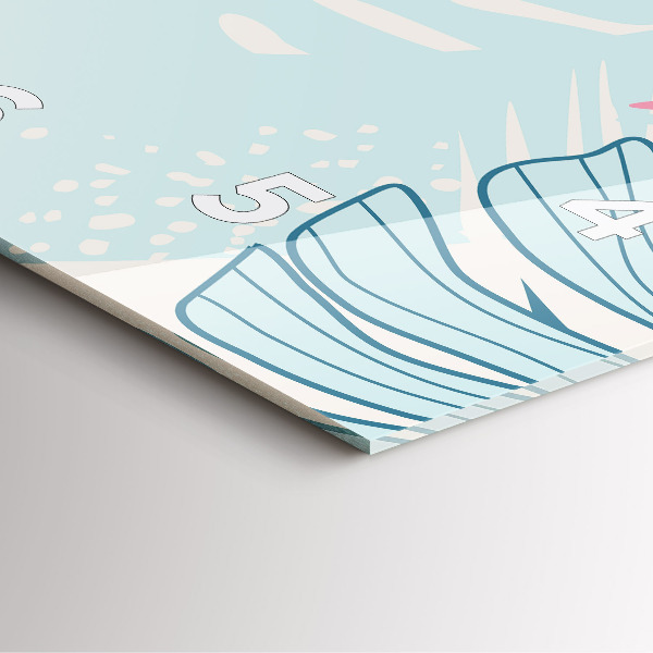 Szögletes fali üvegóra Pasztell levelek – trópusok