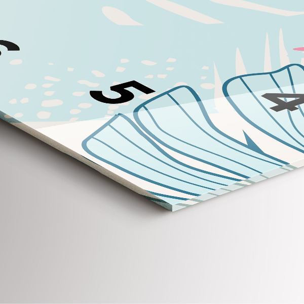 Szögletes fali üvegóra Pasztell levelek – trópusok