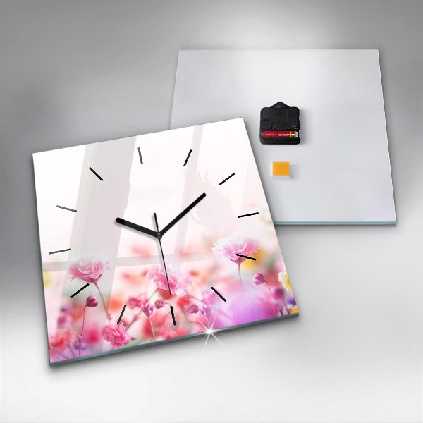 Szögletes fali üvegóra Virágok a réten