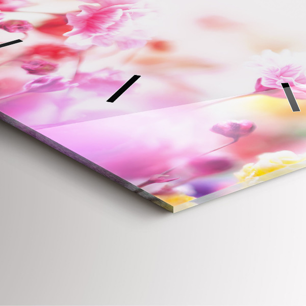 Szögletes fali üvegóra Virágok a réten