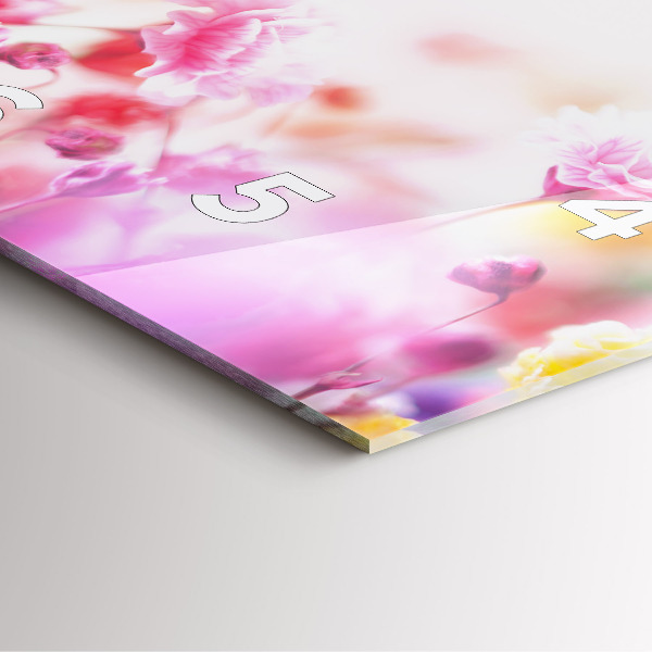 Szögletes fali üvegóra Virágok a réten