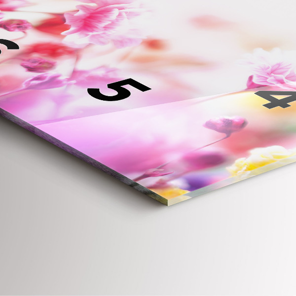 Szögletes fali üvegóra Virágok a réten