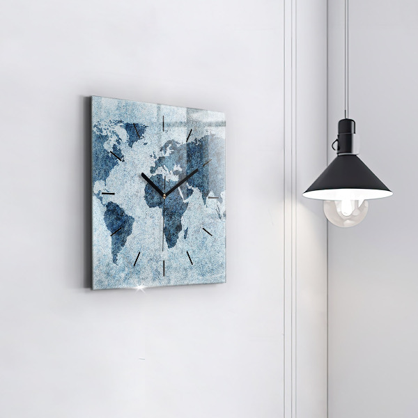 Szögletes fali üvegóra Festett világtérkép