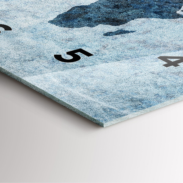 Szögletes fali üvegóra Festett világtérkép