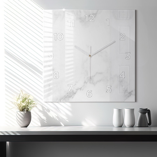 Szögletes fali üvegóra Elegáns márvány