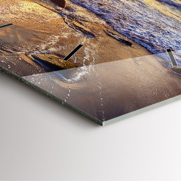 Szögletes fali üvegóra Naplemente a tengerparton