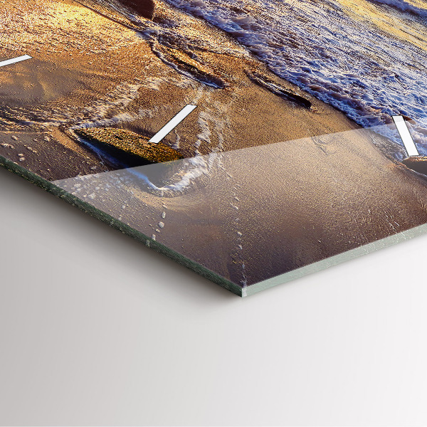 Szögletes fali üvegóra Naplemente a tengerparton