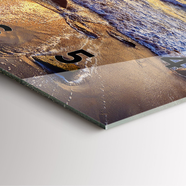 Szögletes fali üvegóra Naplemente a tengerparton