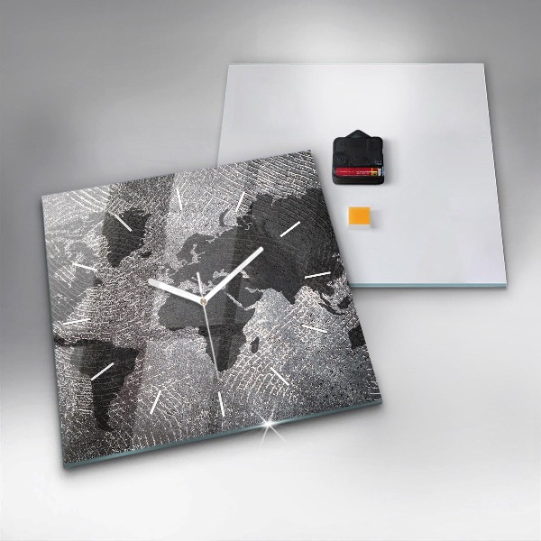 Szögletes fali üvegóra Világtérkép beton