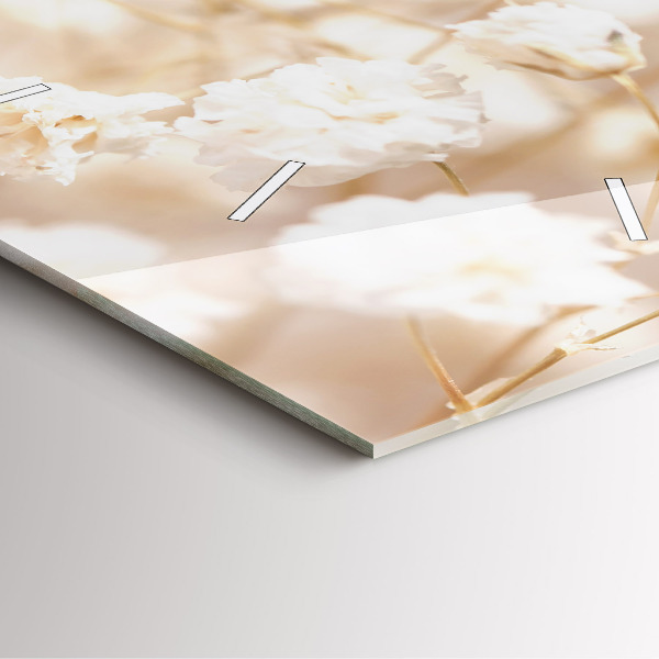 Szögletes fali üvegóra Kis fehér virágok