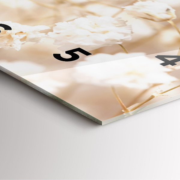 Szögletes fali üvegóra Kis fehér virágok