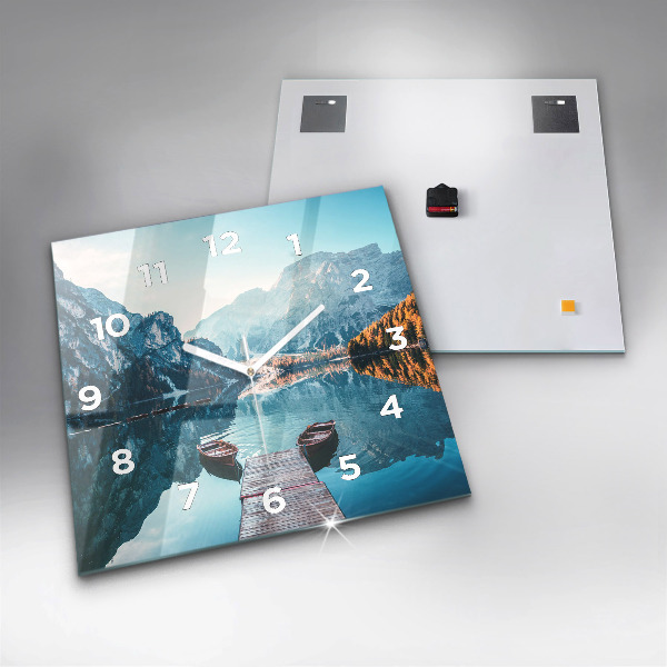 Szögletes fali üvegóra Csónakok a tavon