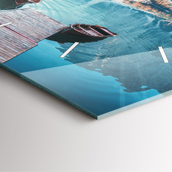 Szögletes fali üvegóra Csónakok a tavon