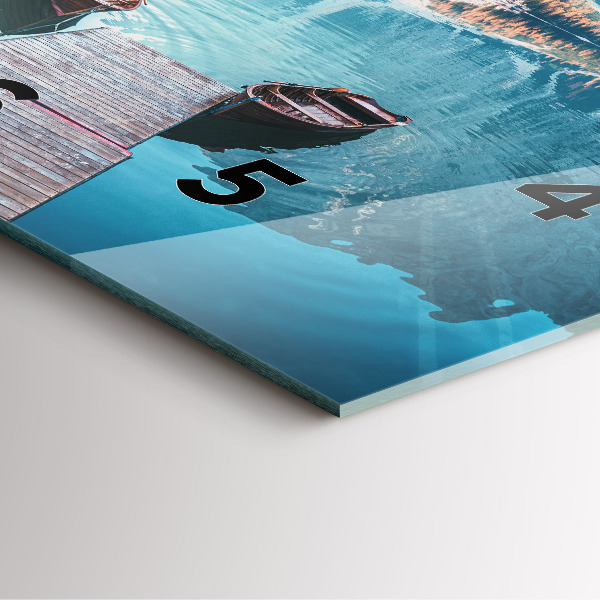 Szögletes fali üvegóra Csónakok a tavon