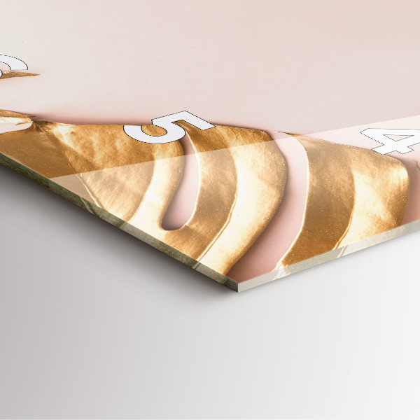 Szögletes fali üvegóra Arany trópusi levelek