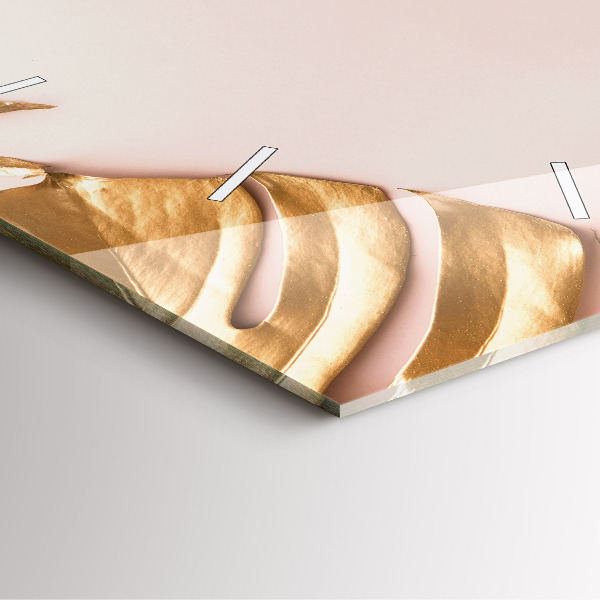 Szögletes fali üvegóra Arany trópusi levelek