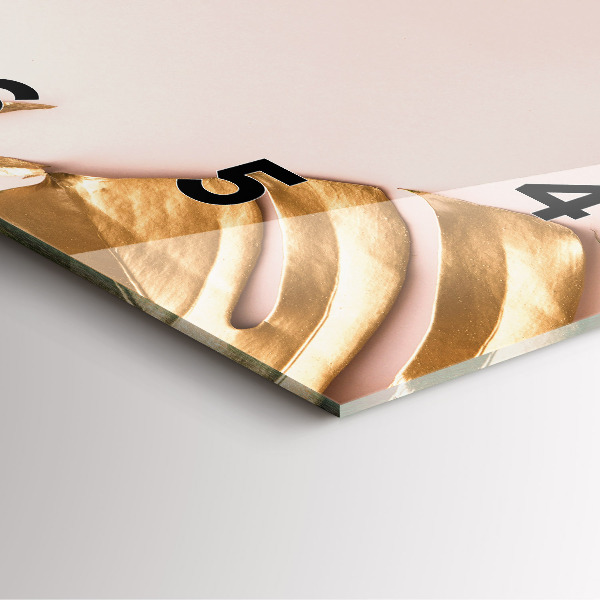 Szögletes fali üvegóra Arany trópusi levelek