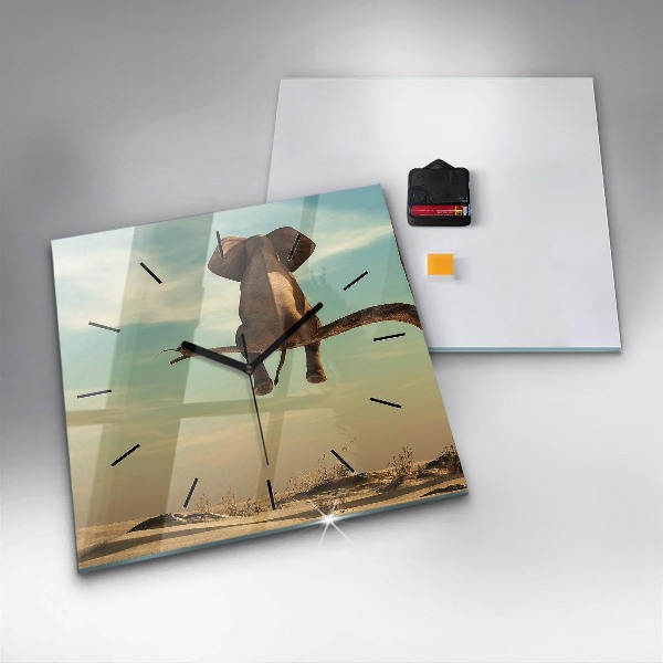 Szögletes fali üvegóra Elefánt a fán