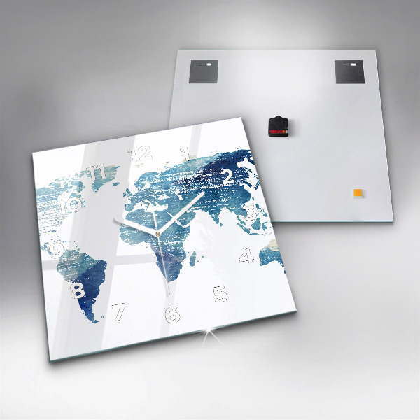 Szögletes fali üvegóra Világtérkép