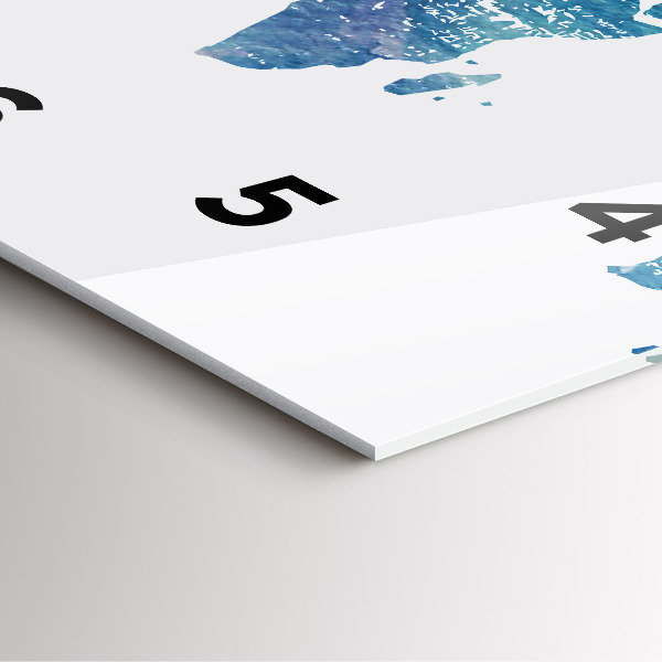 Szögletes fali üvegóra Világtérkép