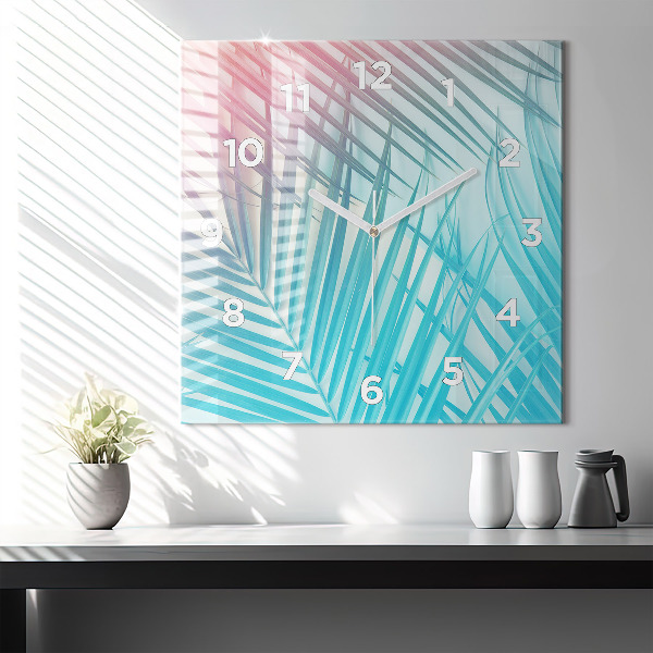 Szögletes fali üvegóra Trópusi pálmafa