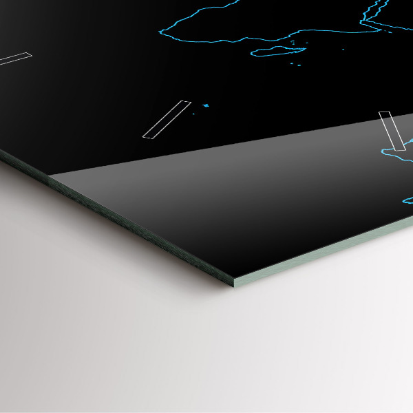 Szögletes fali üvegóra Világtérkép körvonalai