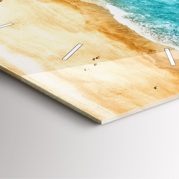 Szögletes fali üvegóra tengerparti emberek