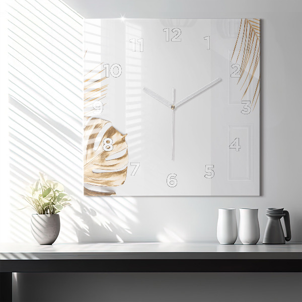 Szögletes fali üvegóra Trópusi levelek