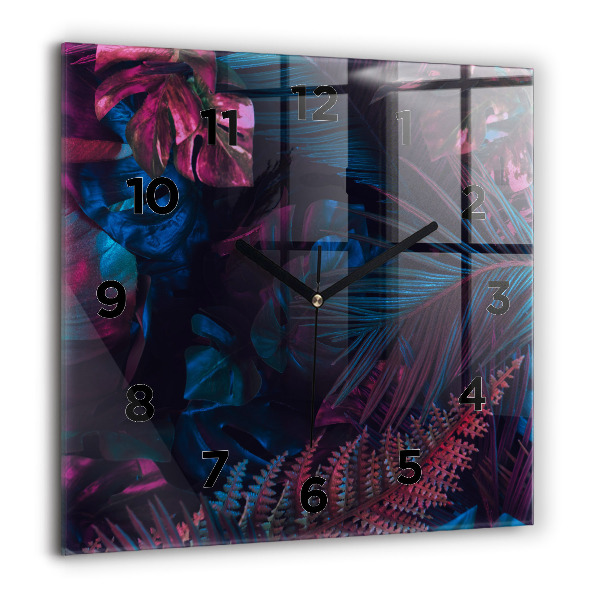 Szögletes fali üvegóra Egzotikus virágok