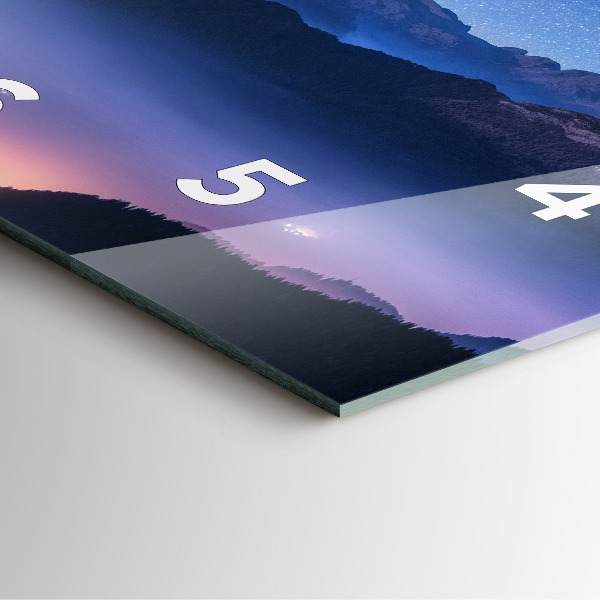 Szögletes fali üvegóra Tejút és a hegyek