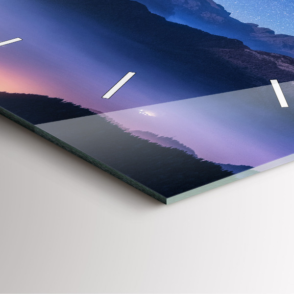 Szögletes fali üvegóra Tejút és a hegyek