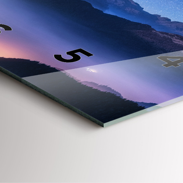 Szögletes fali üvegóra Tejút és a hegyek