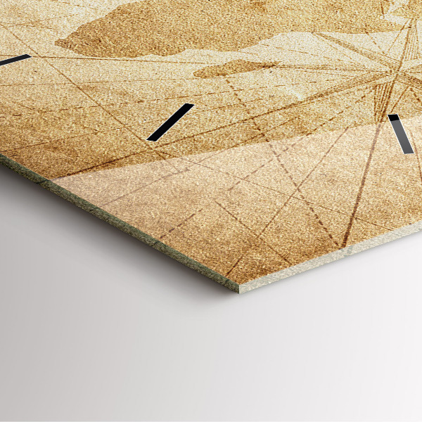 Szögletes fali üvegóra Vintage világtérkép