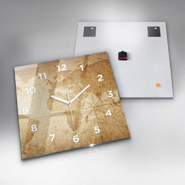 Szögletes fali üvegóra Vintage világtérkép