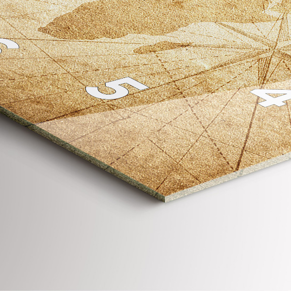 Szögletes fali üvegóra Vintage világtérkép