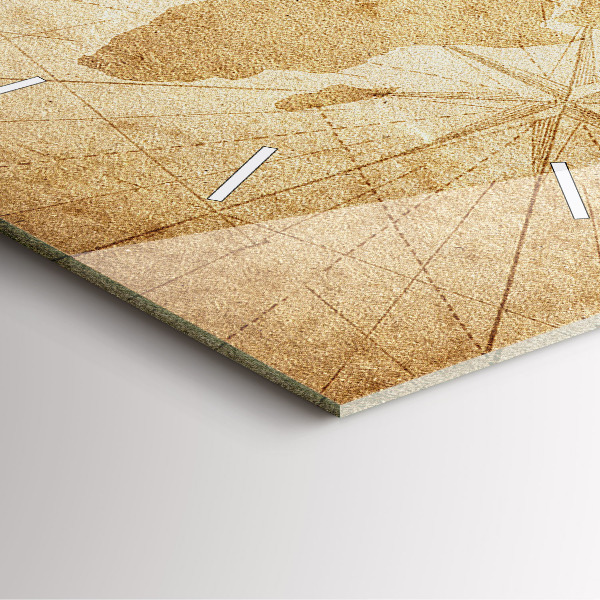 Szögletes fali üvegóra Vintage világtérkép